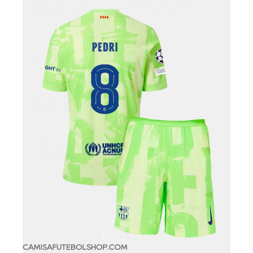 Camisa de time de futebol Barcelona Pedri Gonzalez #8 Replicas 3º Equipamento Infantil 2024-25 Manga Curta (+ Calças curtas)